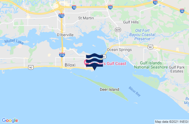 Karte der Gezeiten Biloxi (Cadet Point) Biloxi Bay, United States