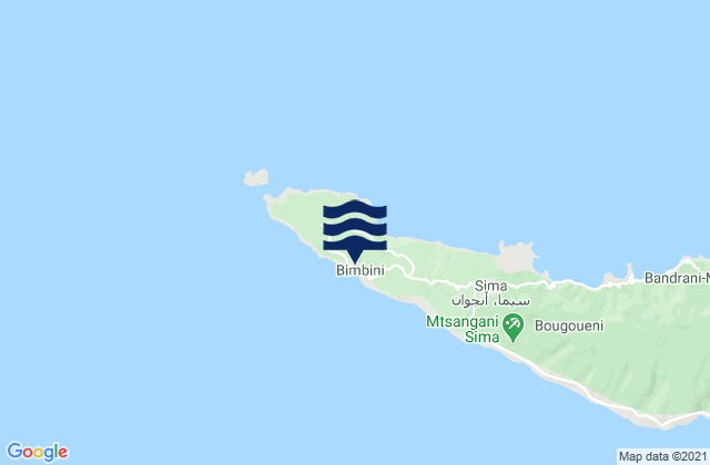 Karte der Gezeiten Bimbini, Comoros