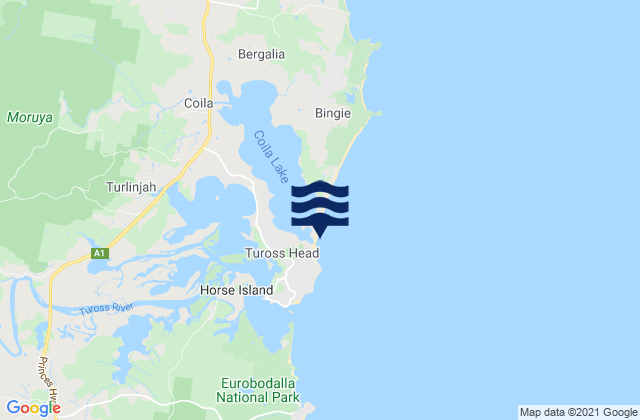 Karte der Gezeiten Bingie Beach, Australia