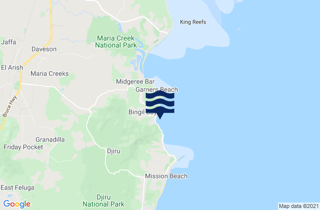 Karte der Gezeiten Bingil Bay, Australia
