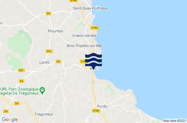 Karte der Gezeiten Binic, France