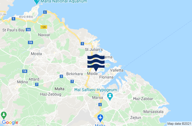Karte der Gezeiten Birkirkara, Malta