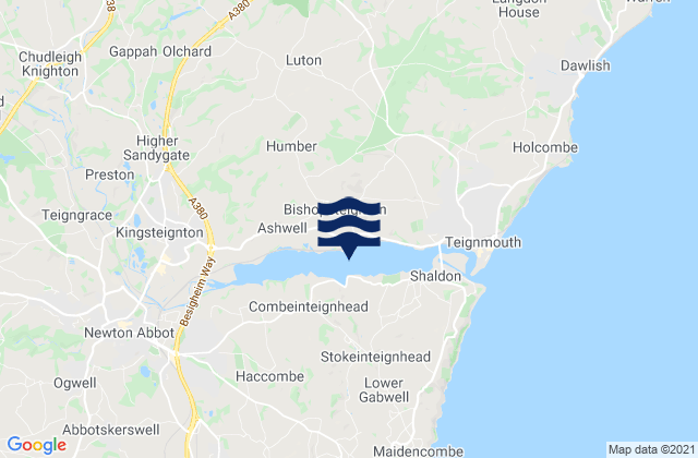 Karte der Gezeiten Bishopsteignton, United Kingdom
