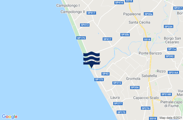 Karte der Gezeiten Bivio Santa Cecilia, Italy