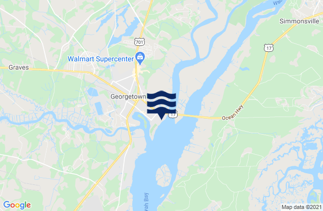 Karte der Gezeiten Black River (south Of Dunbar), United States