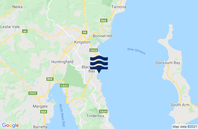 Karte der Gezeiten Blackmans Bay Beach, Australia
