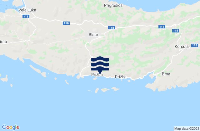 Karte der Gezeiten Blato, Croatia