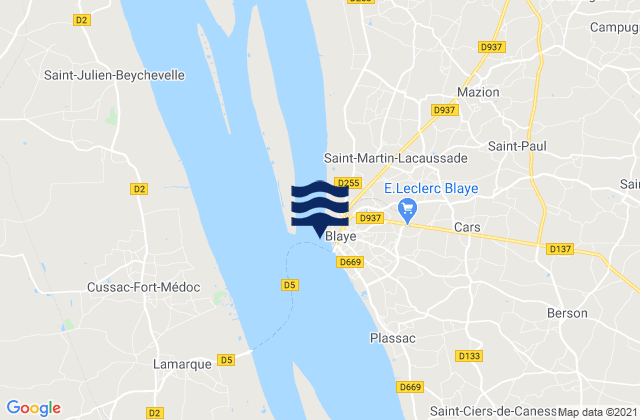 Karte der Gezeiten Blaye (Gironde River), France