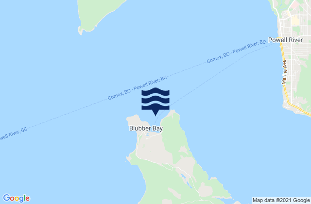 Karte der Gezeiten Blubber Bay (Powell River Approaches), Canada