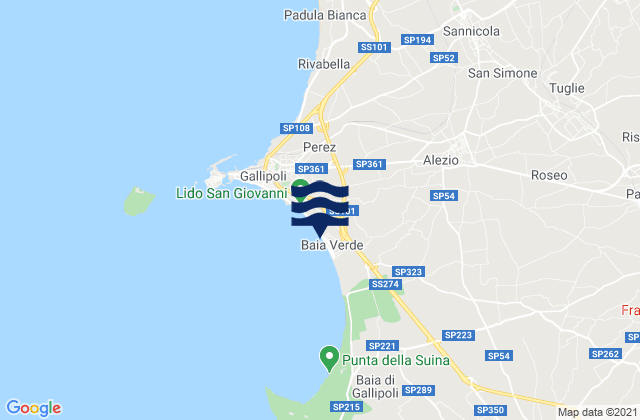 Karte der Gezeiten Blue Bay Beach, Italy