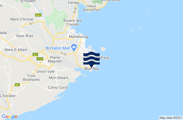 Karte der Gezeiten Blue Bay, Reunion
