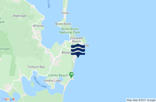 Karte der Gezeiten Blueys Beach, Australia