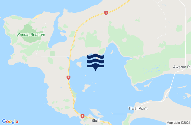 Karte der Gezeiten Bluff Harbour, New Zealand