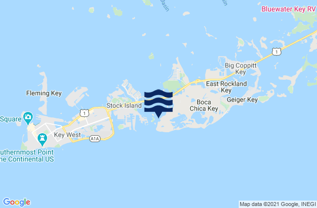 Karte der Gezeiten Boca Chica Key (Southwest End), United States