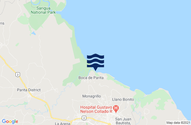 Karte der Gezeiten Boca de Parita, Panama
