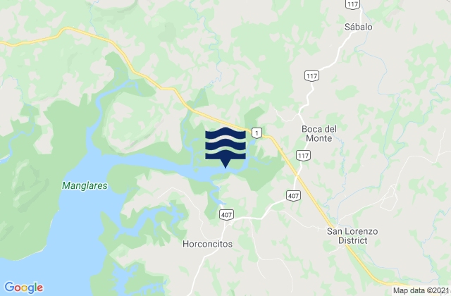 Karte der Gezeiten Boca del Monte, Panama