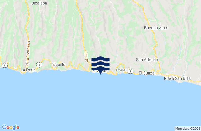 Karte der Gezeiten Bocana del Zonte, El Salvador