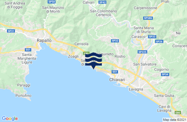 Karte der Gezeiten Bocco, Italy