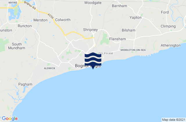 Karte der Gezeiten Bognor Regis - East Beach, United Kingdom