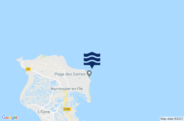 Karte der Gezeiten Bois de la Chaise Noirmoutier Island, France