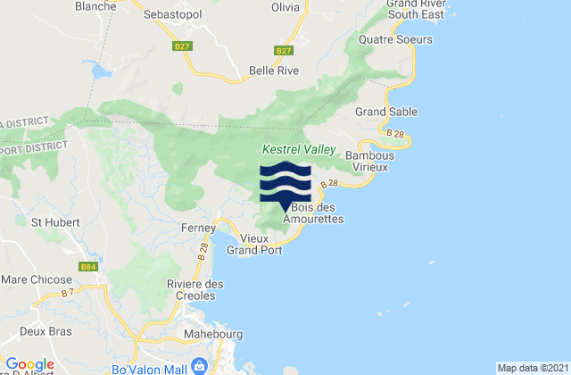 Karte der Gezeiten Bois des Amourettes, Mauritius