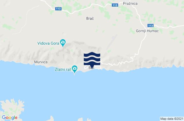 Karte der Gezeiten Bol, Croatia