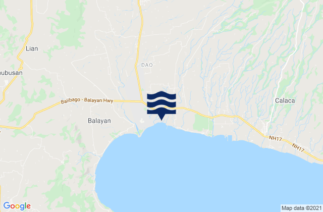 Karte der Gezeiten Bolboc, Philippines