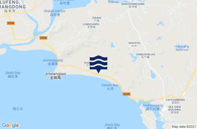 Karte der Gezeiten Bomei, China
