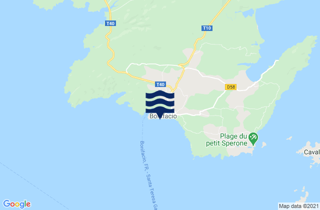 Karte der Gezeiten Bonifacio, France