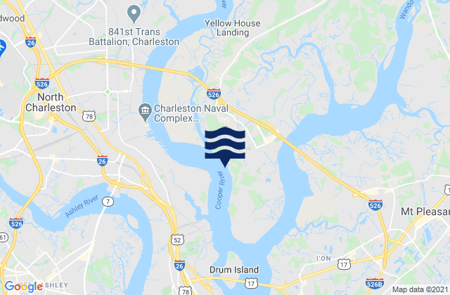 Karte der Gezeiten Bonneau Ferry east of, United States