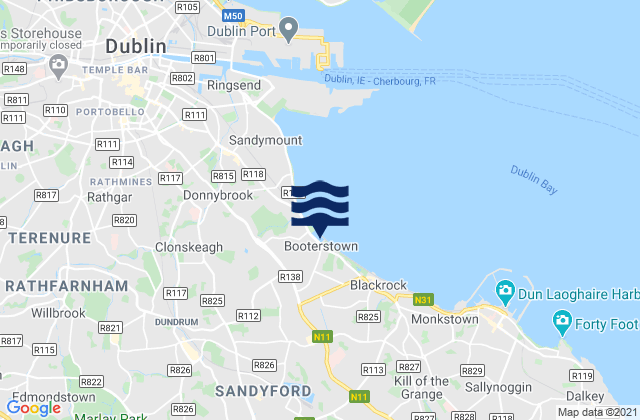 Karte der Gezeiten Booterstown, Ireland