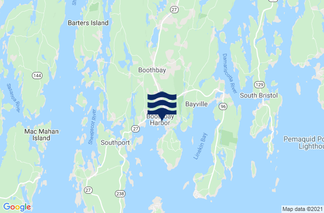 Karte der Gezeiten Boothbay Harbor, United States