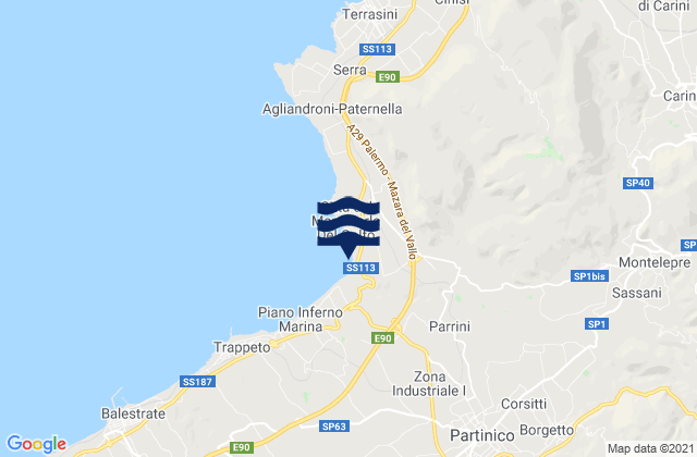 Karte der Gezeiten Borgetto, Italy