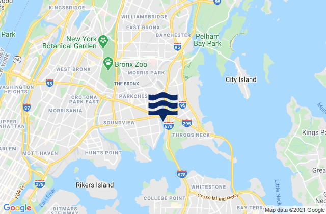 Karte der Gezeiten Borough of Bronx, United States