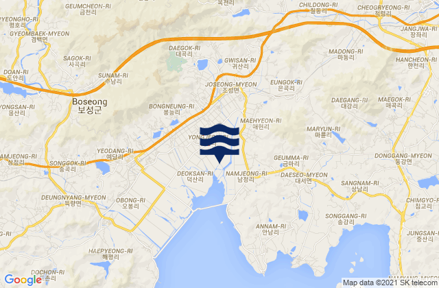 Karte der Gezeiten Boseong-gun, South Korea