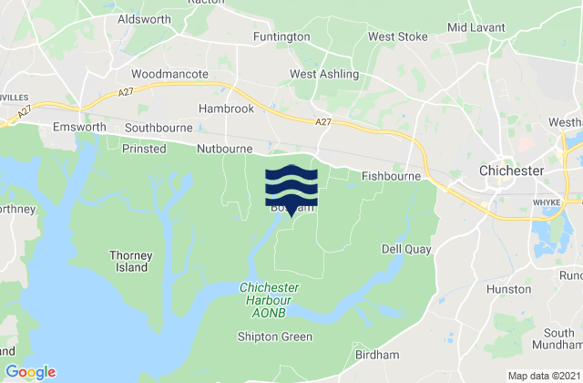 Karte der Gezeiten Bosham, United Kingdom