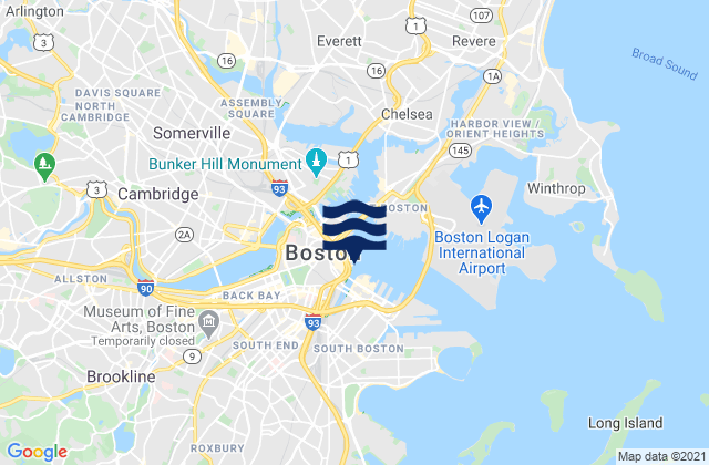 Karte der Gezeiten Boston, United States