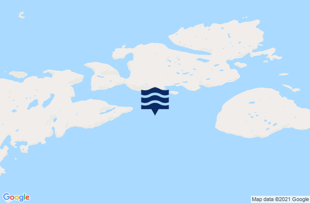 Karte der Gezeiten Bouverie Islands, Canada