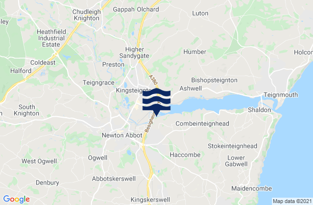 Karte der Gezeiten Bovey Tracey, United Kingdom