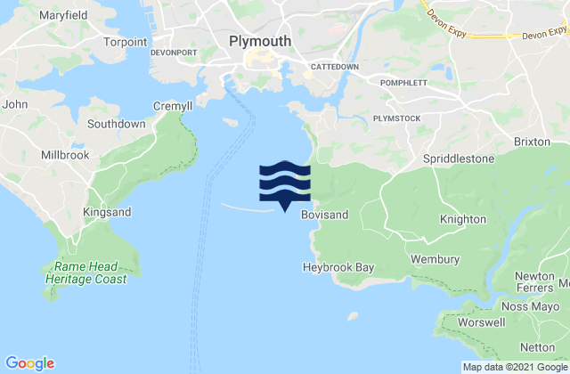 Karte der Gezeiten Bovisand Pier, United Kingdom
