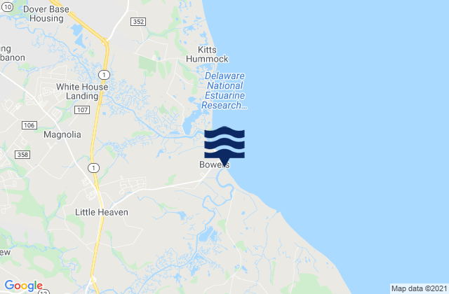 Karte der Gezeiten Bowers Beach, United States