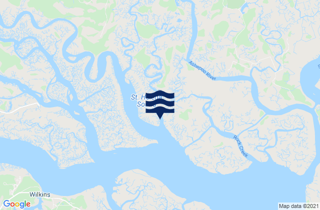 Karte der Gezeiten Bowles Island New Chehaw River, United States