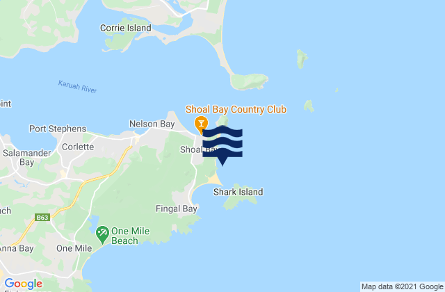 Karte der Gezeiten Box Beach, Australia