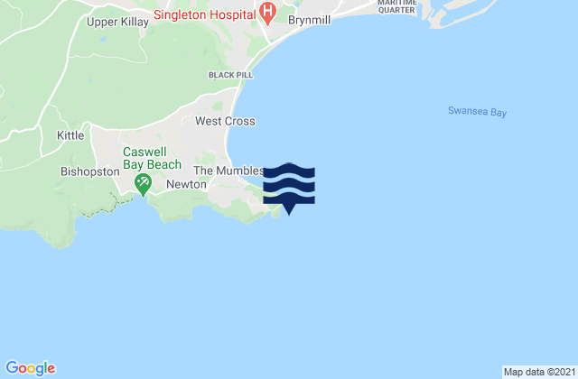 Karte der Gezeiten Bracelet Bay Beach, United Kingdom
