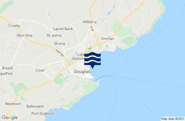 Karte der Gezeiten Braddan, Isle of Man