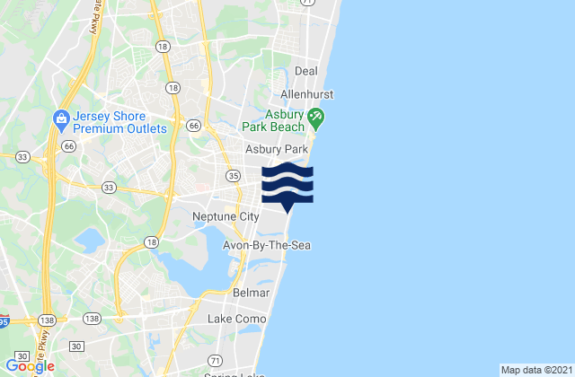 Karte der Gezeiten Bradley Beach, United States