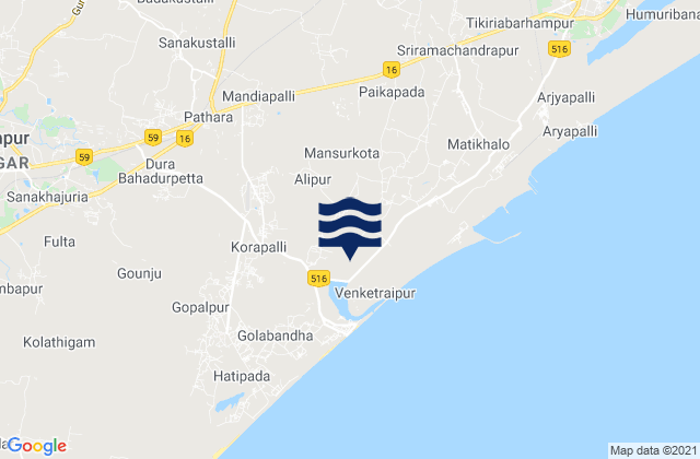 Karte der Gezeiten Brahmapur, India