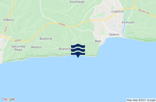 Karte der Gezeiten Branscombe Mouth Beach, United Kingdom