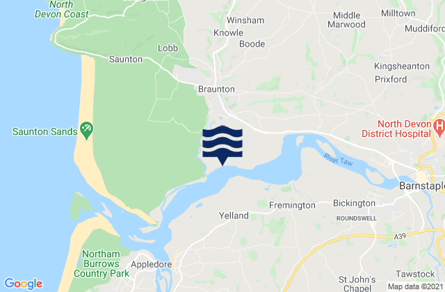 Karte der Gezeiten Braunton, United Kingdom