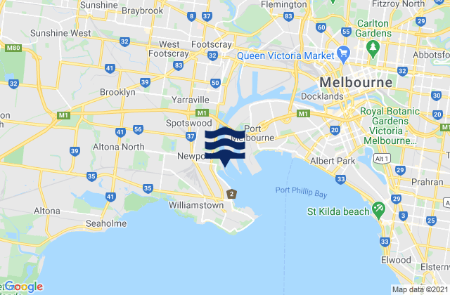 Karte der Gezeiten Braybrook, Australia